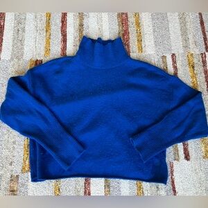 Aritzia Babaton cashmere blue mockneck crop sweater top sz S knit SALE